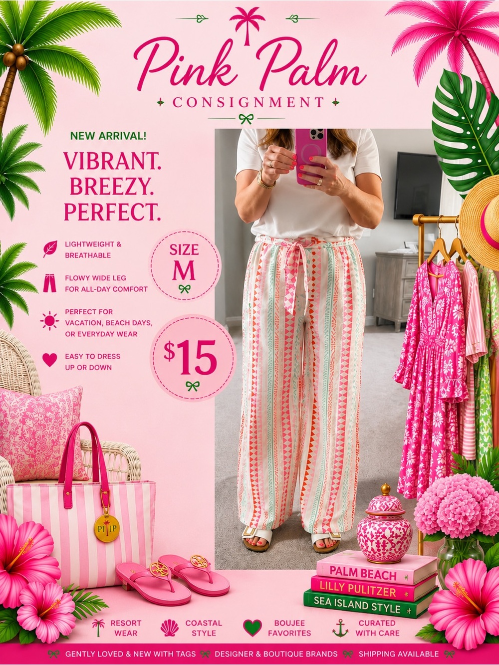 Striped Wide-Leg Lounge Pants - Pink & Cream